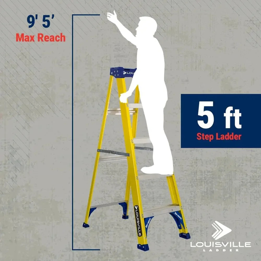 5-Foot Fiberglass Step Ladder, 250-Pound Load Capacity, Type I, FS2005