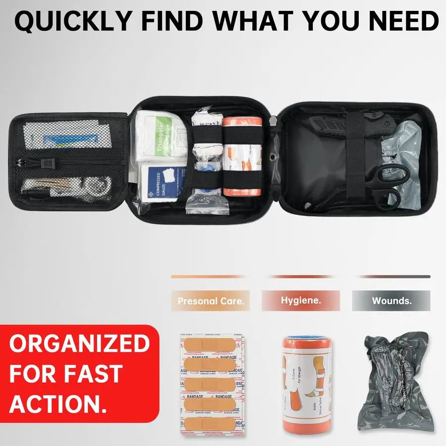 Trauma Kit, Compact Tactical IFAK Emergency Survival First Aid Kits Hemostatic Combat Wound Care Molle Pouch with Israeli Bandag