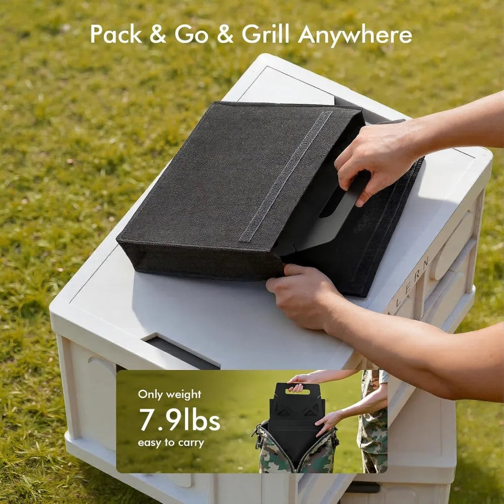Folding Portable Charcoal Grill with Carry Bag for Outdoor Camping Cooking