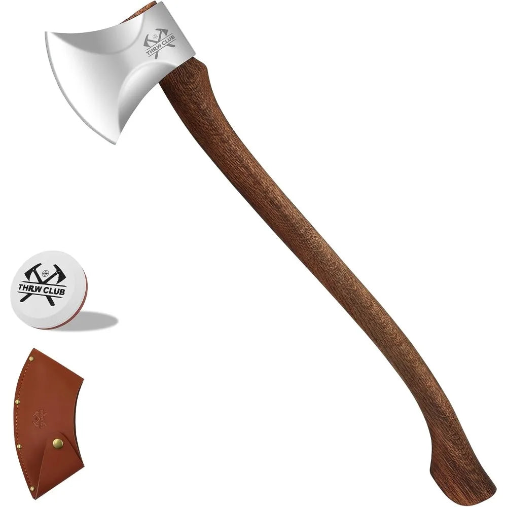 Professional Wood Splitting Axe, Wood Chopping Axe with Leather Sheath, Standing Ax, Tree Felling Ax, Springboard Ax