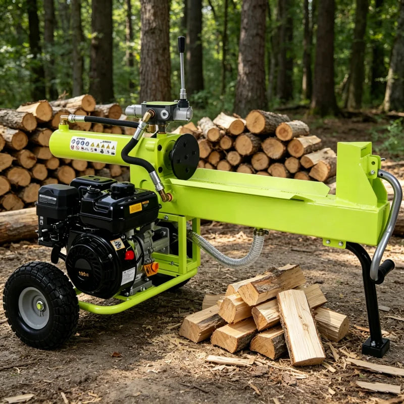 Portable 20 Ton Hydraulic Log Splitter, 7HP Gas Engine Auto Return Ram, Solid Steel Wedge Firewood Splitting Machine for Forestry & Firewood Harvest