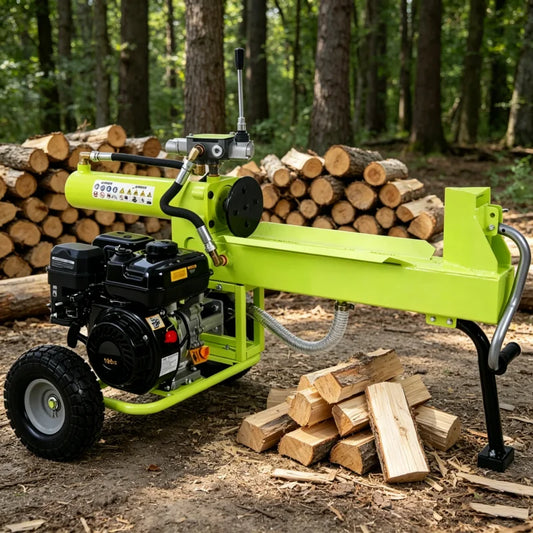 Portable 20 Ton Hydraulic Log Splitter, 7HP Gas Engine Auto Return Ram, Solid Steel Wedge Firewood Splitting Machine for Forestry & Firewood Harvest