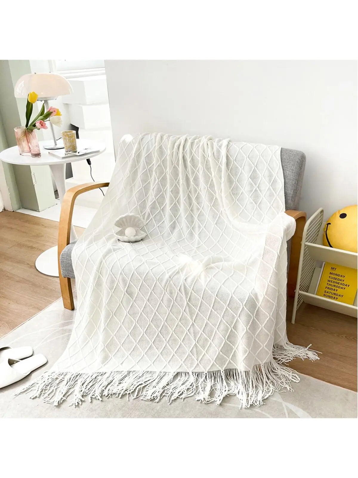 1pc Knitted Blanket, Sofa Throw Rug, Bedspread, Shawl For Napping At Office, Summer Use