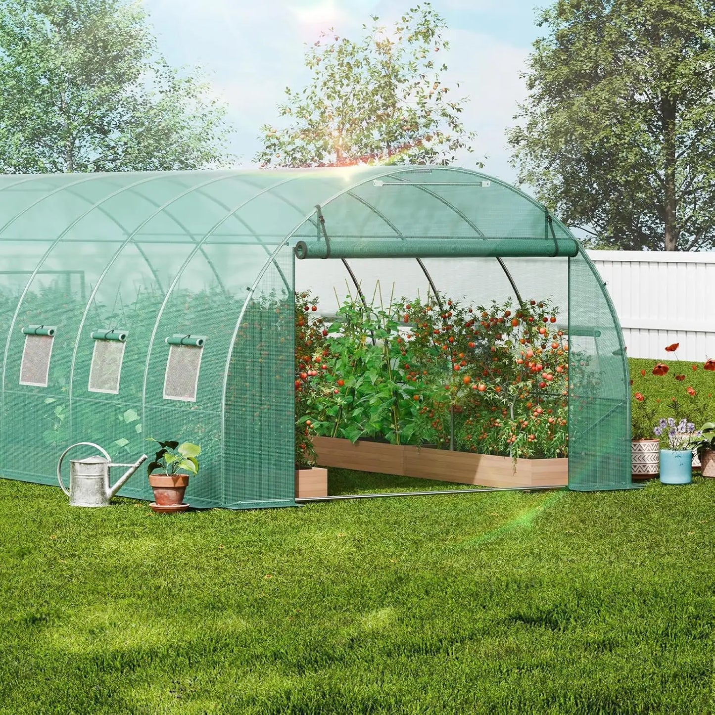 Walk-in Tunnel Greenhouse, 19.4x9.7x6.5 ft Hoop House Greenhouse Tunnel, Plant Hot House