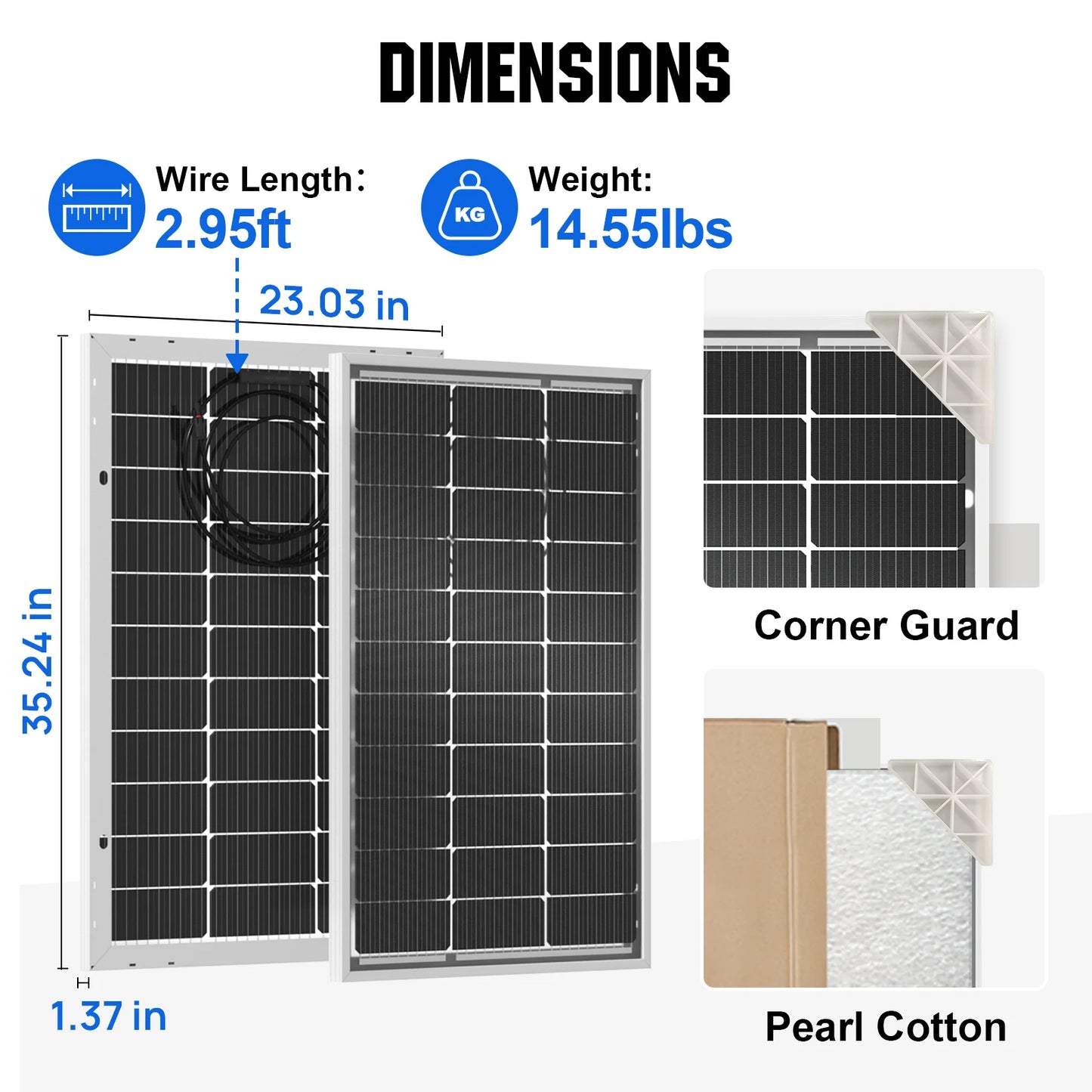 Bifacial 100 Watt 12 Volt Solar Panel Monocrystalline Rigid High-Efficiency PV Module Power Charger for Sunsheds,Rvs