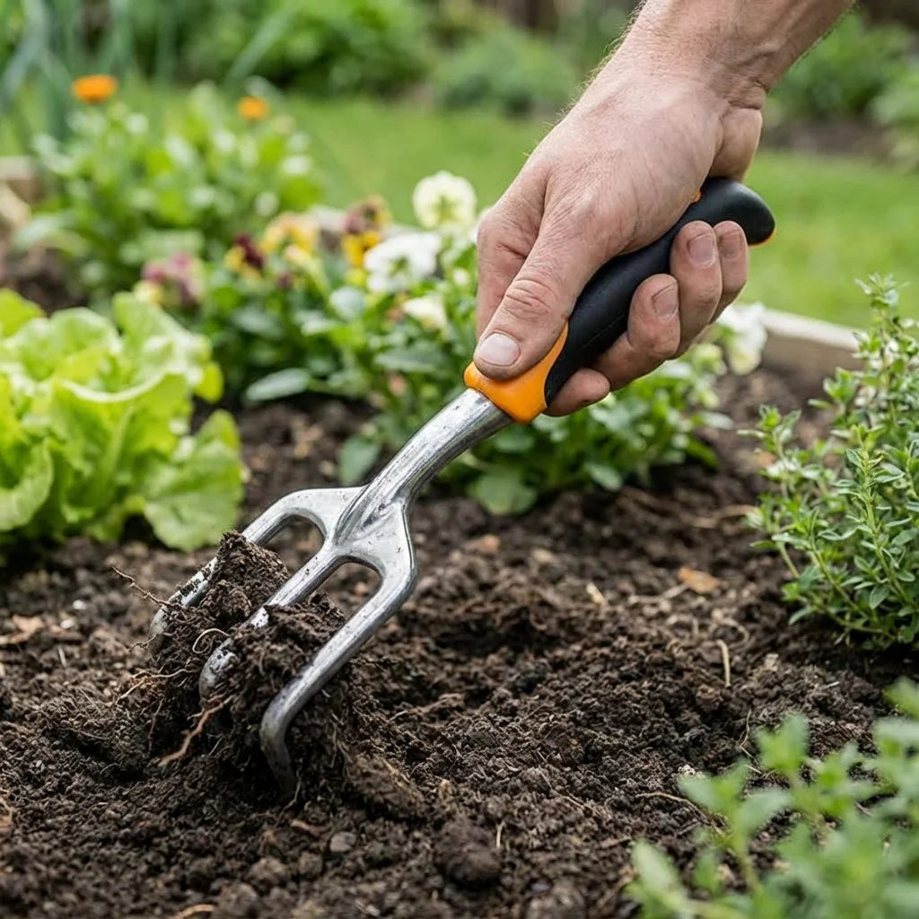 3-Piece Ergonomic Gardening Tool Set Stainless Steel Trowel Transplant Trowel Cultivator for Home Garden Weeding and Planting