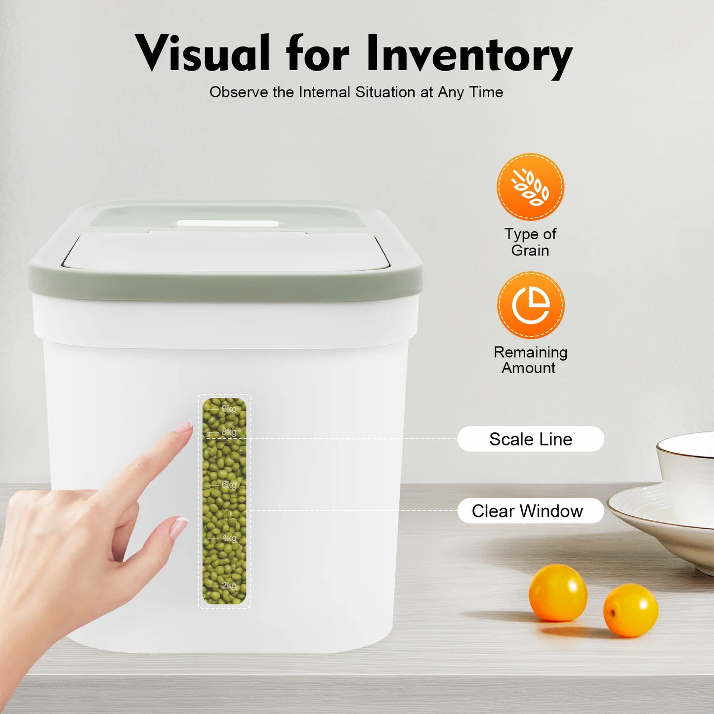 10 kg Large Food Storage Container Flour Container Rice Dispenser Airtight Container Large Storage Container for Food