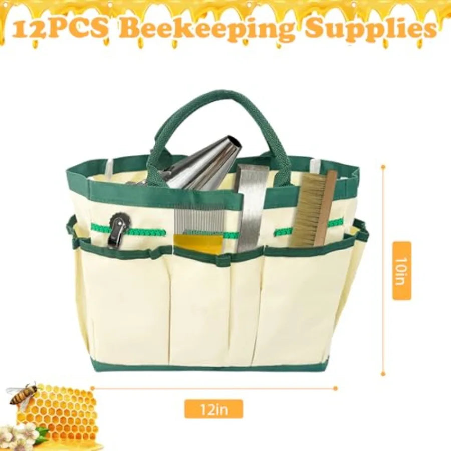 12Pcs Beekeeping Supplies Bee Keeping Starter Kit Bee Keeping Supplies-All Beekeeping Tools Honey Bee Hive Tools Bee Smoker Kit
