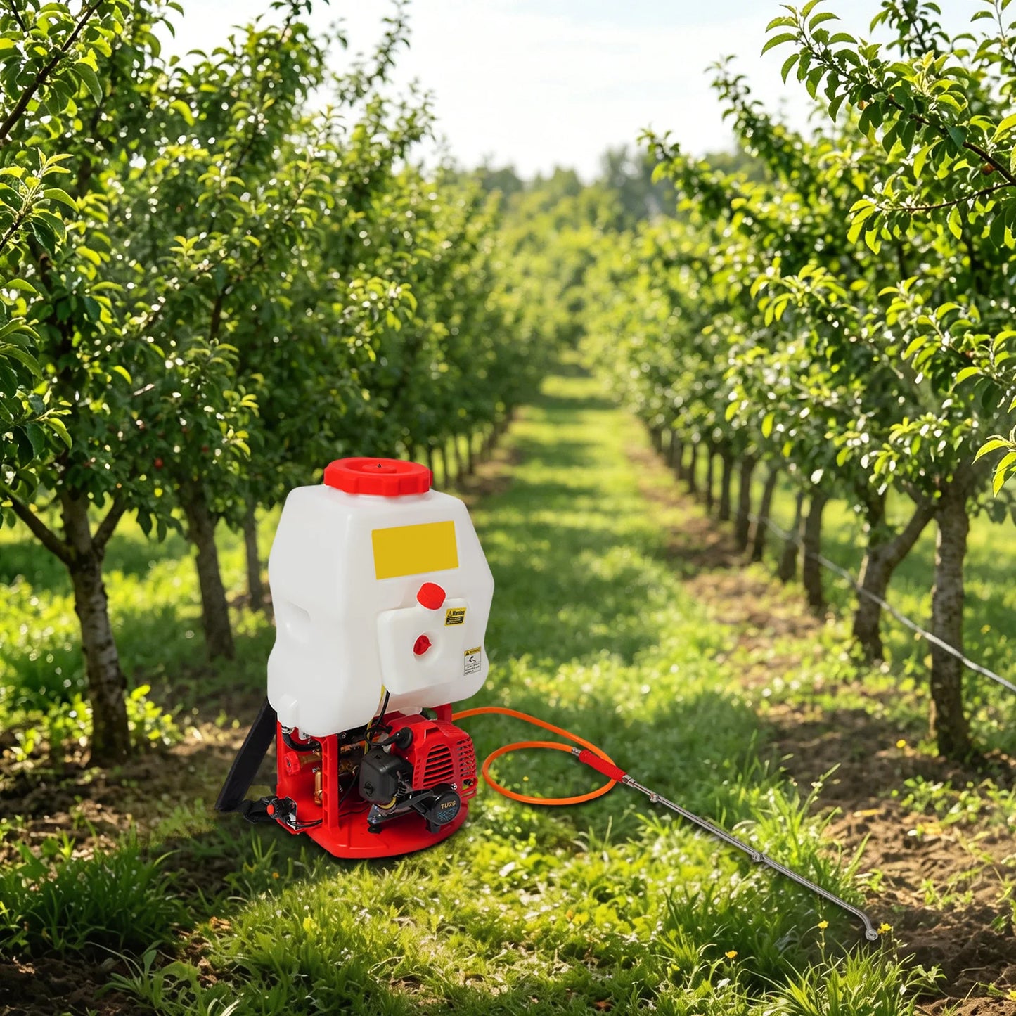 Petro Backpack Sprayer, 25.4cc 2-Stroke Engine 0.7KW, 20L Tank Capacity 10L/min Water Absorption, High-Pressure Piston Pump, 6.56-24.25ft Parallel Spray, for Farm Garden Orchard Crop