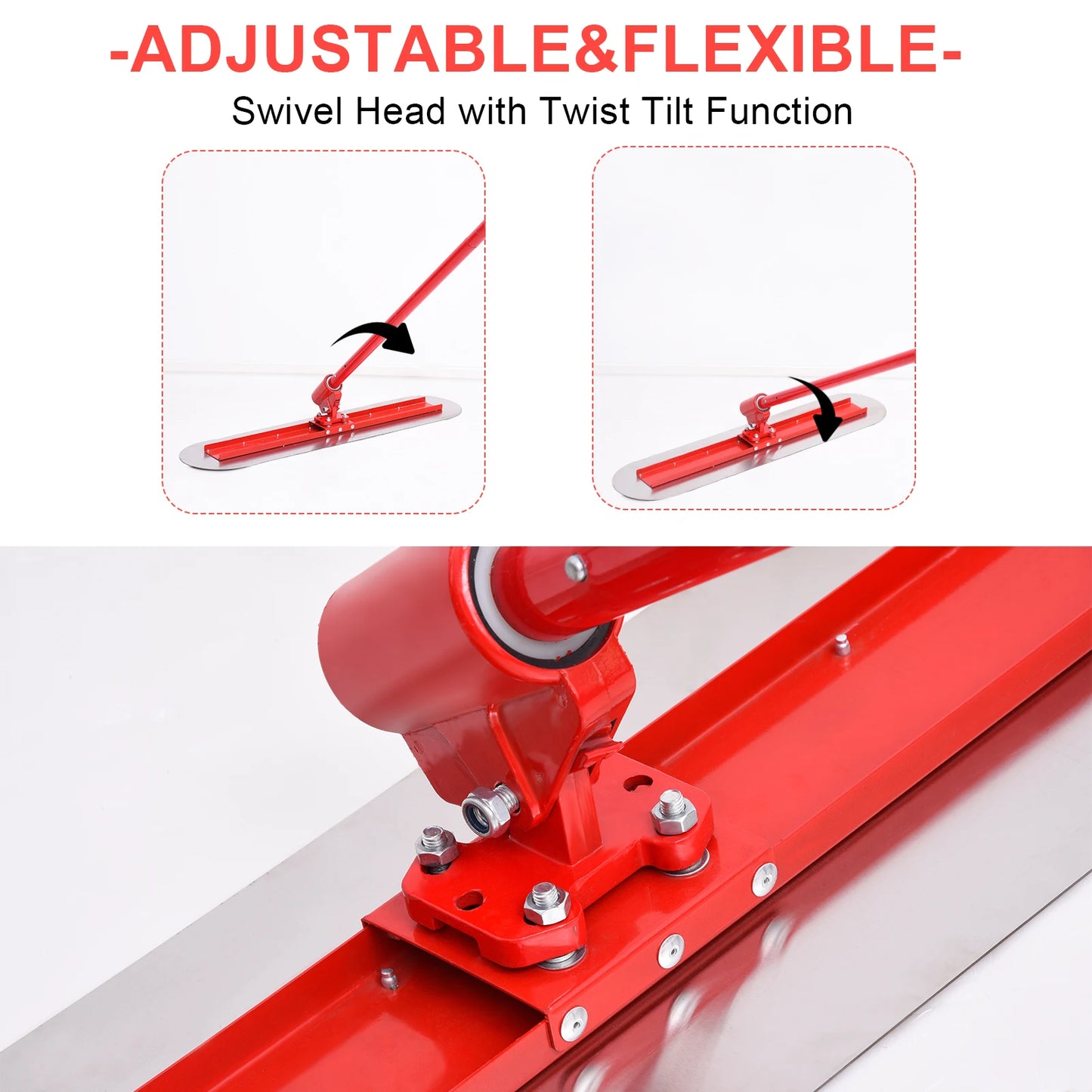 Concrete Float Finishing Tools With Handle, Heavy Duty Concrete Finishing Broom Bull Float Kit Replacement, Cement Resurfacing Smoothing Tool Long Handle 60 Inch for Domestic Industrial Surface Curing
