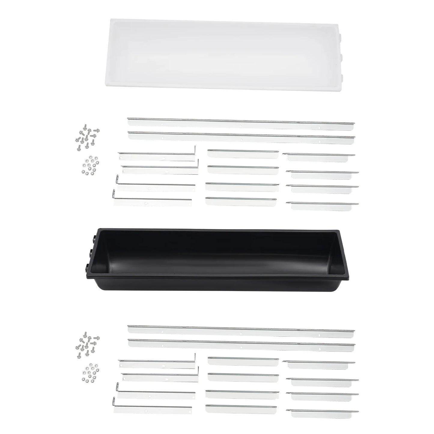 35L Livestock Feed Trough 100x30x18cm Cows Sheep Feeder with Stand Large Capacity Feeding Tool for Farms, Yards, Sheep Barns, etc White/Black