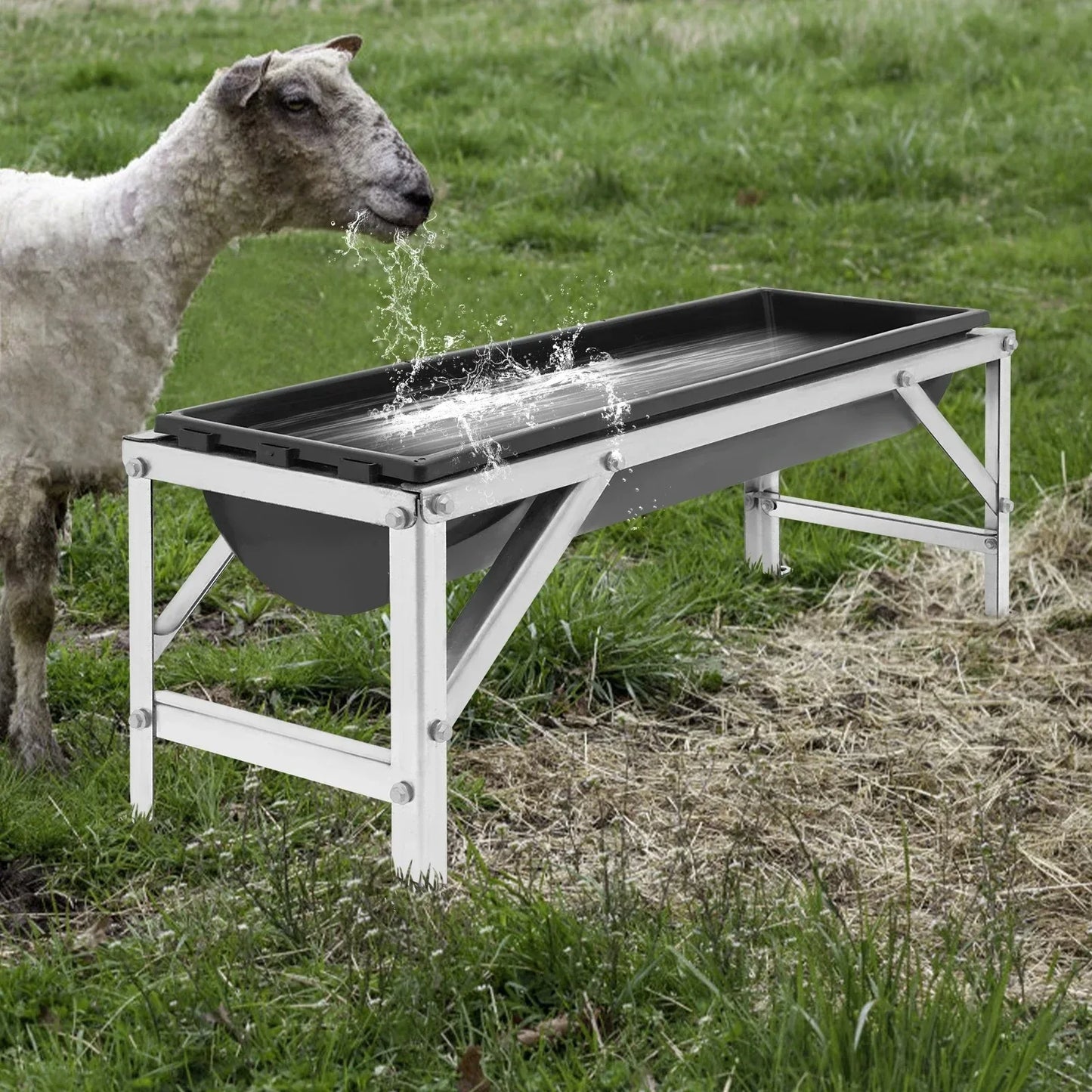 39inch Long Large Capacity Feeder, Livestock Feed Trough, Feed Trough with Stand, Easy To Clean, for Goats, Sheep, Pigs, Cows