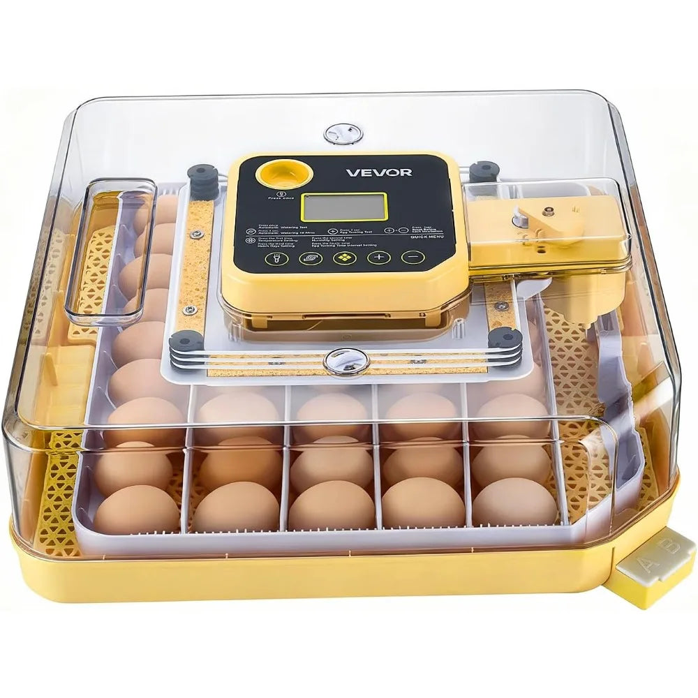 48 Egg Incubator, Automatic Egg Turner with LED Candler, Temperature Display & Auto Humidity Control, 360° View Clear Window