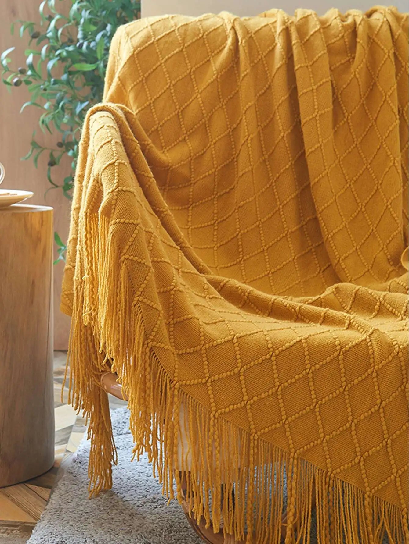 1pc Knitted Blanket, Sofa Throw Rug, Bedspread, Shawl For Napping At Office, Summer Use