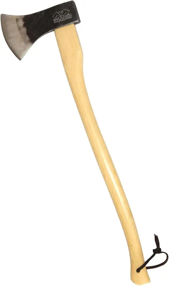 Axes Professional C45 Forged Carbon Steel Hatchet - Hickory Handle with Leather String - Ideal for Firewood, Splitting