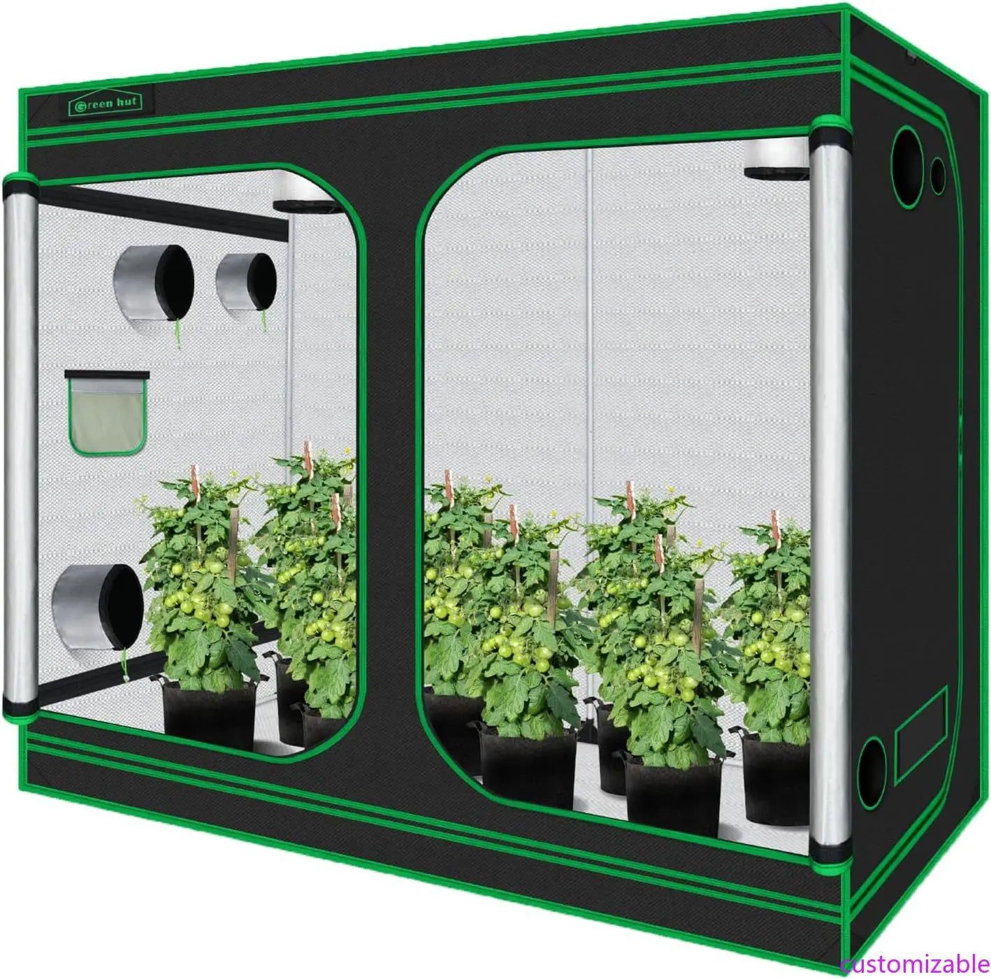 Grow Tent 96"x48"x78" 600D Mylar Hydroponic Indoor Grow Tent withObservation Window, Removabl Floor Tray and Tool Bagfor Indoor