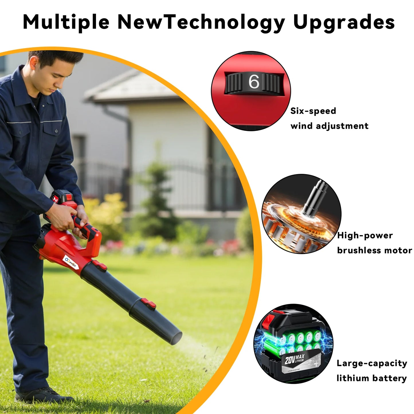 Cordless Leaf Blower, 650 CFM Electric Jet Blower with 21V 4.5Ah Battery, 6 Speed Modes Portable Leaf Blower for Lawn Care