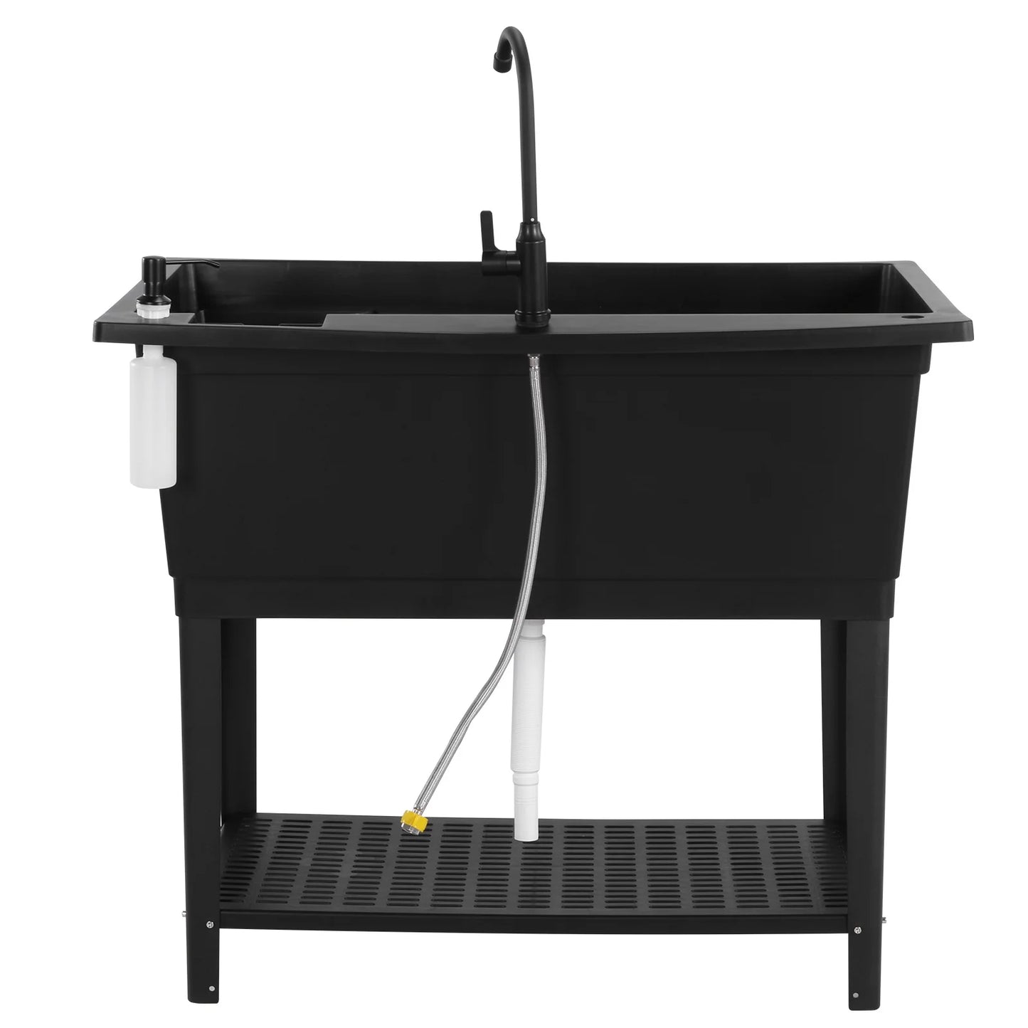 Freestanding Sink with Stainless Steel Faucet Soap Dispenser Outdoor Hand Washing Station for Washing Room Backyard Garden
