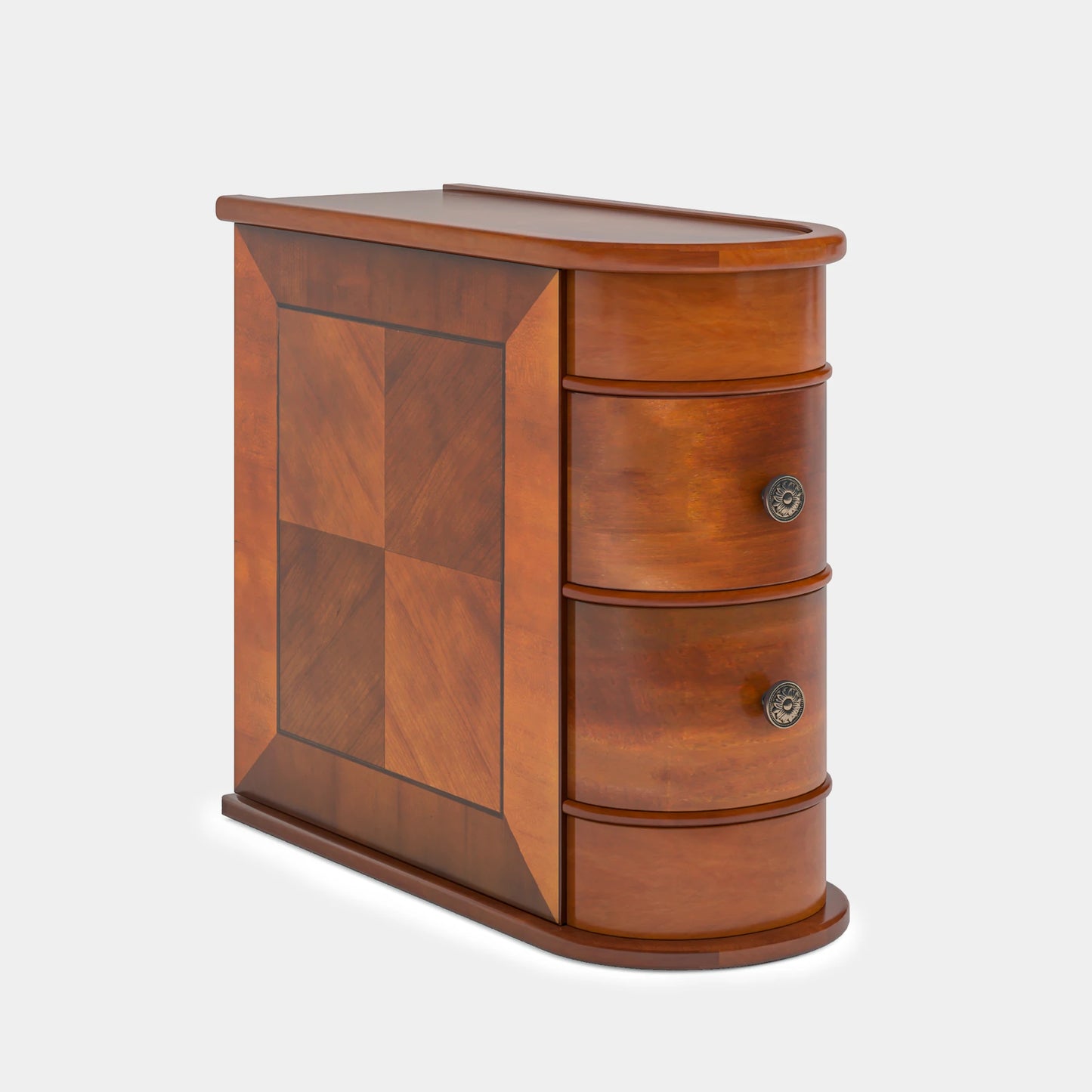 End Table Round Solid Wood Sofa Bedside Narrow Bedroom Side Table Nightstand with Drawer