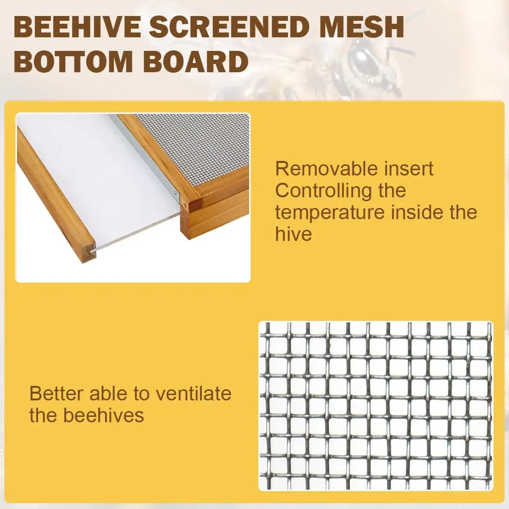 10-Frame Wax-Dipped Beehive Kit with Screened Bottom, 2 Deep & 1 Medium Box, Frames & Foundations, Custom