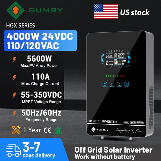 4KW 6KW 120V Off Grid Solar Inverter 24V 140A 5600W MPPT Charger Pure Sine Wave Home Inverter 6.25 Inch LCD Display