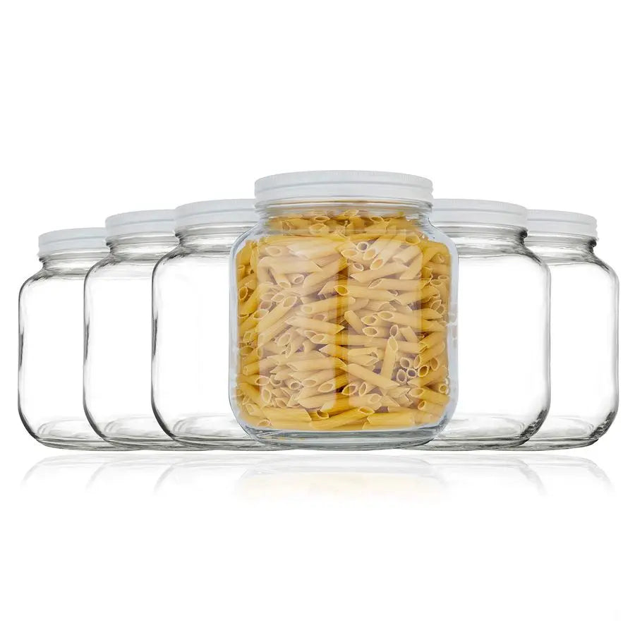 6 PackHalf Gallon Glass Mason Jar Wide Mouth with Airtight Metal Lid Fermenting Kombucha Kefir Curing Pickling, Storing and Cann