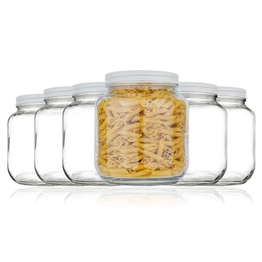6 PackHalf Gallon Glass Mason Jar Wide Mouth with Airtight Metal Lid Fermenting Kombucha Kefir Curing Pickling, Storing and Cann