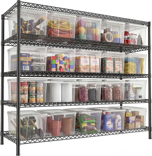 3200LBS Heavy Duty Storage Shelves 5-Tier Adjustable Wire Shelving Unit 55.5"W x 18"D x 71"H for Garage Pantry Commercial