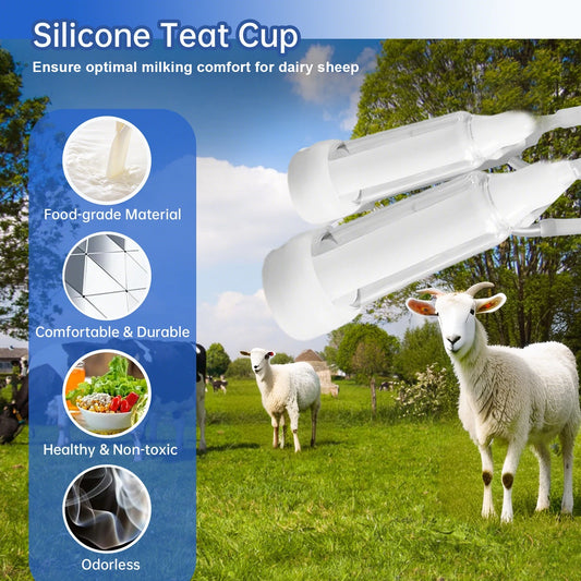 Electric Goat Milker Machine with Speed Adjustable Pulsation, Portable 3L Bucket Vacuum Milker, Electric Pulsation Milking Machine with Teat Cups for Sheep, Dairy Goats and Small Farm Use