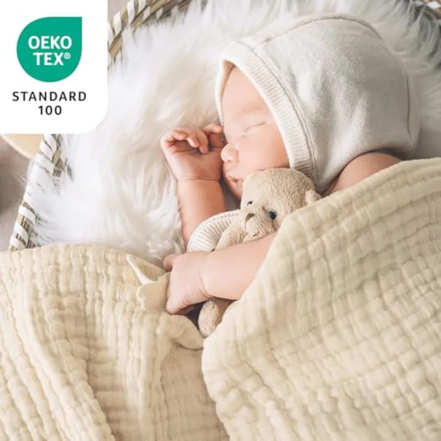 100% Cotton Muslin Blanket, 6 Layer Lightweight Breathable Gauze Throw Blanket 50 x 60 Inch, Soft All Season Blanket for Couch,