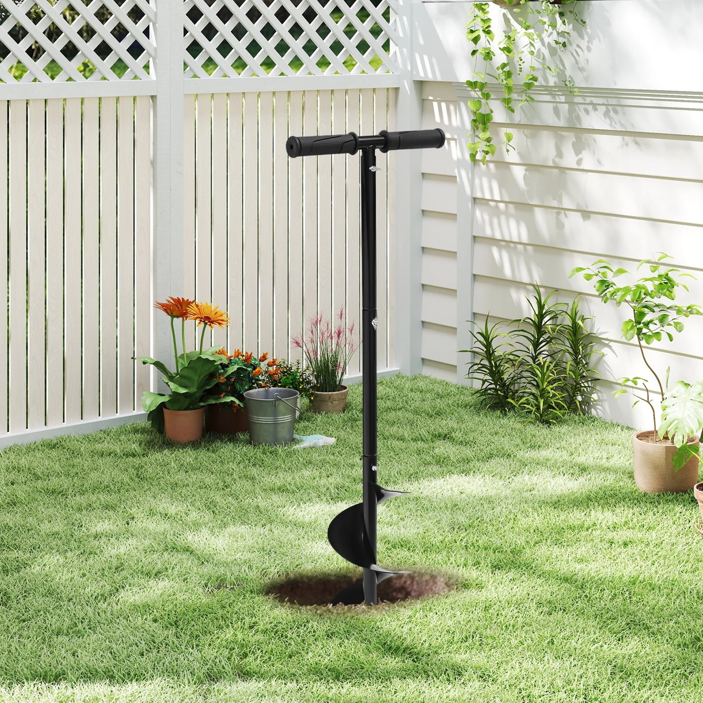 6"x 33.46" Manual Garden Hole Digging Drill Bit Hand Drill Auger Post Hole Digger for Planting,Bulb,Flower,Tree,Seedlings