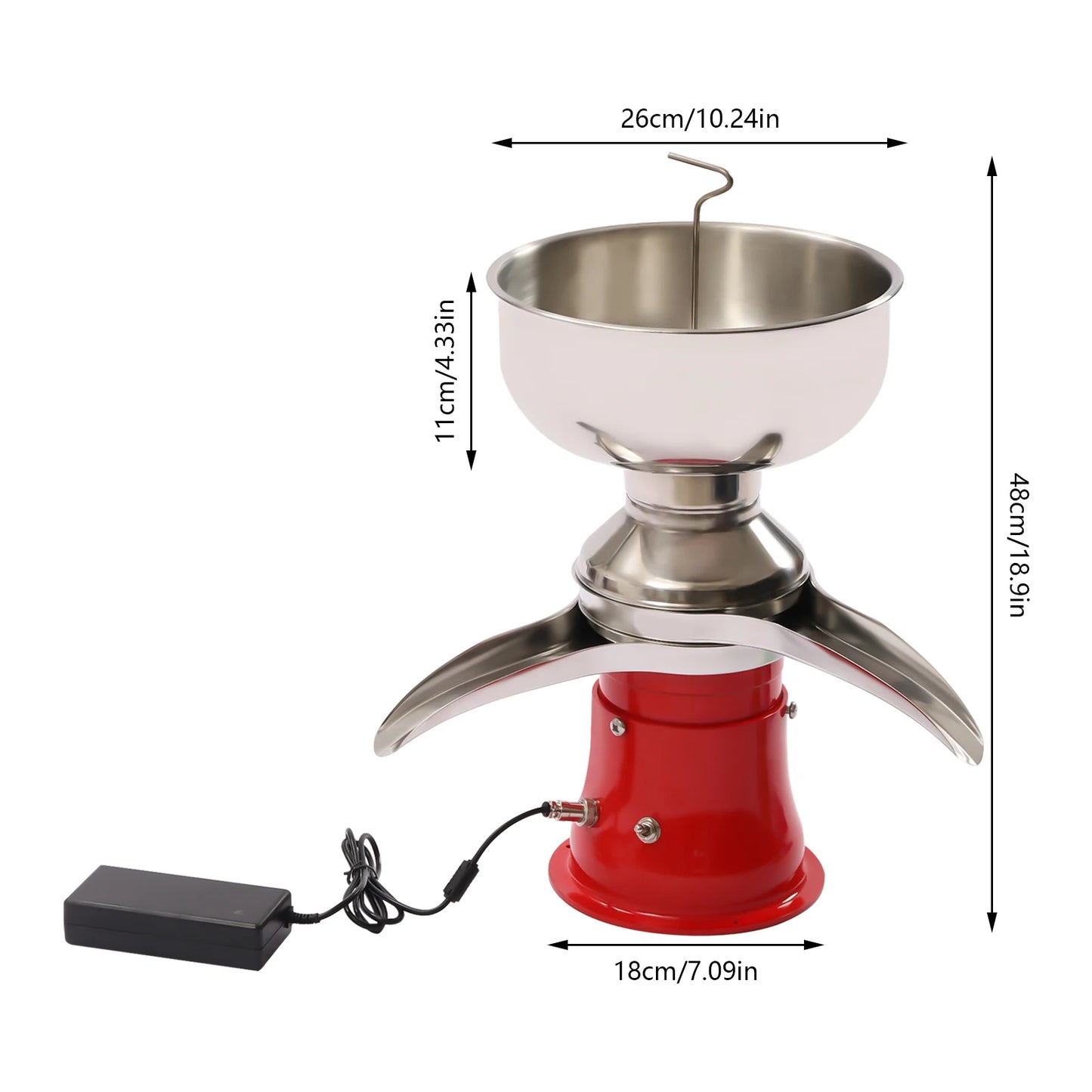 Electric Milk Cream Separator 13.2 Gallons/h Stainless Steel Centrifugal Skimmer Household Butter Milk Skimming Machine