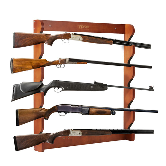 Gun Rack Wood Gun Rack Wall Mount Gun Display Rack holds 4/5 Rifles Shotguns 132 lbs Heavy Duty Rifle Rack w/ Soft Padding