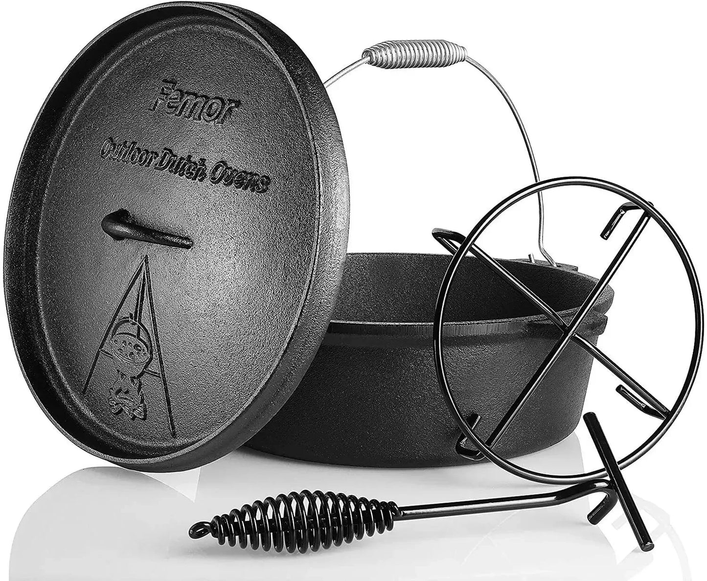 Dutch Oven Cast Iron 5,8L Dutch Oven Cast Iron Camping Cookware Casserole For Outdoor Camping Barbecue