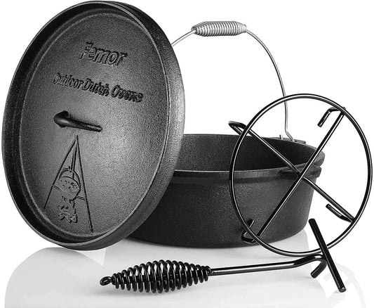 Dutch Oven Cast Iron 5,8L Dutch Oven Cast Iron Camping Cookware Casserole For Outdoor Camping Barbecue
