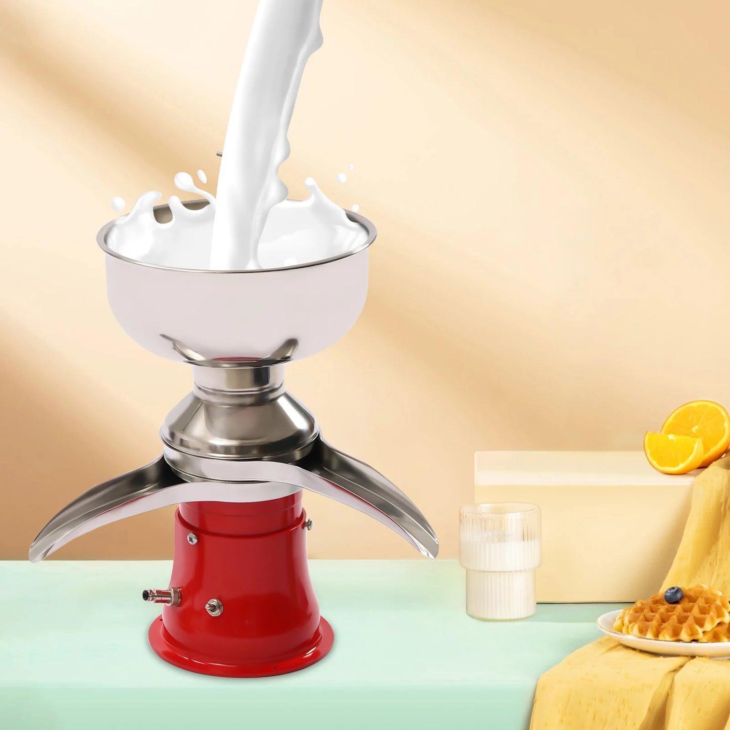 Electric Milk Cream Separator 13.2 Gallons/h Stainless Steel Centrifugal Skimmer Household Butter Milk Skimming Machine