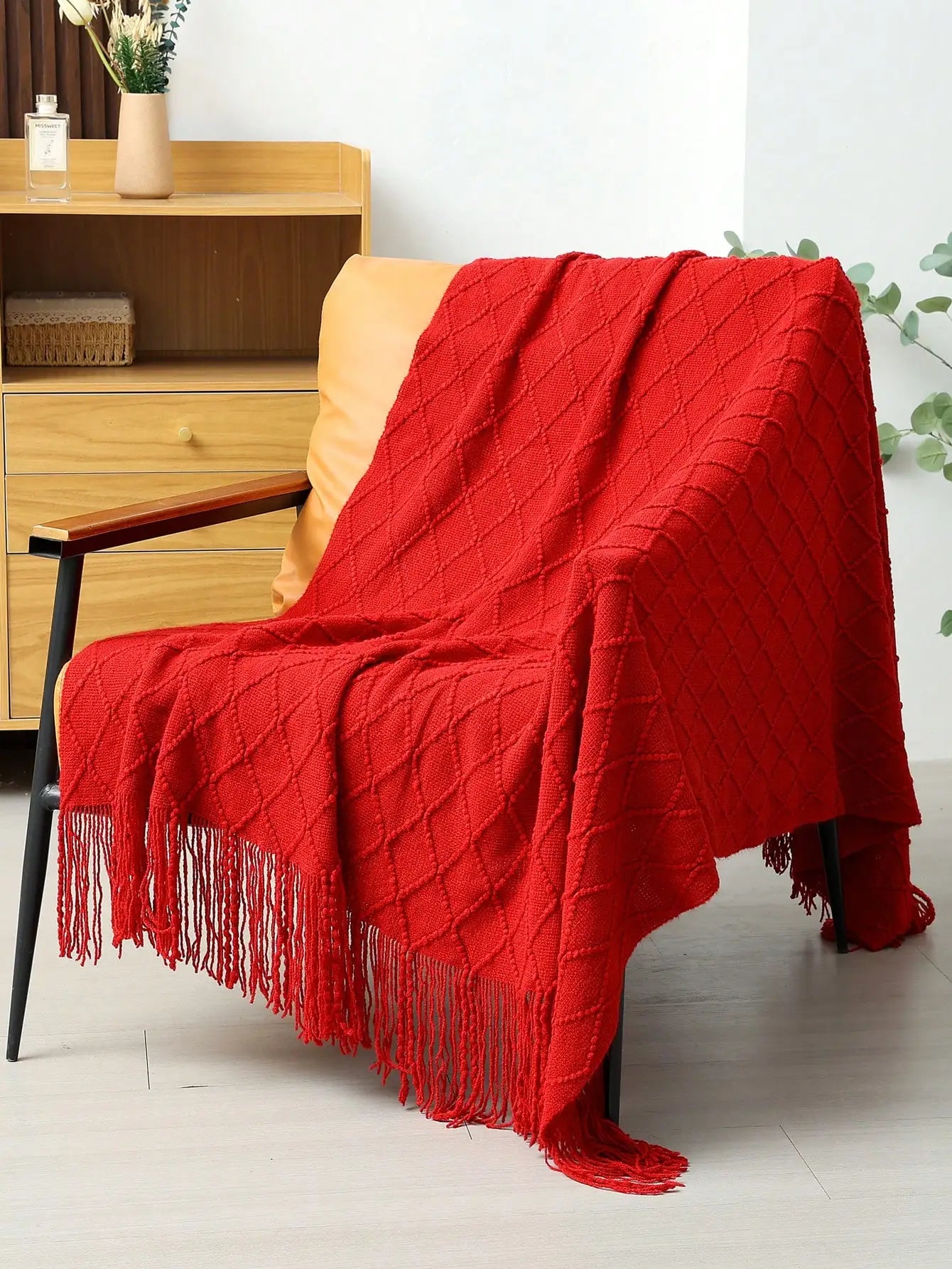 1pc Knitted Blanket, Sofa Throw Rug, Bedspread, Shawl For Napping At Office, Summer Use