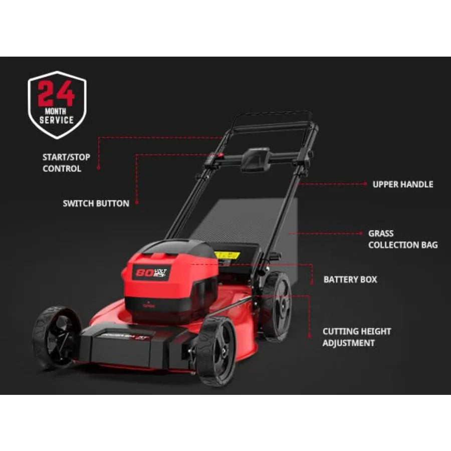 80V MAX 21" Cordless Lawn Mower 3-in-1 Brushless Electric Lawn Mower with 6.0Ah Lithium-ion Battery and Charger PS76821