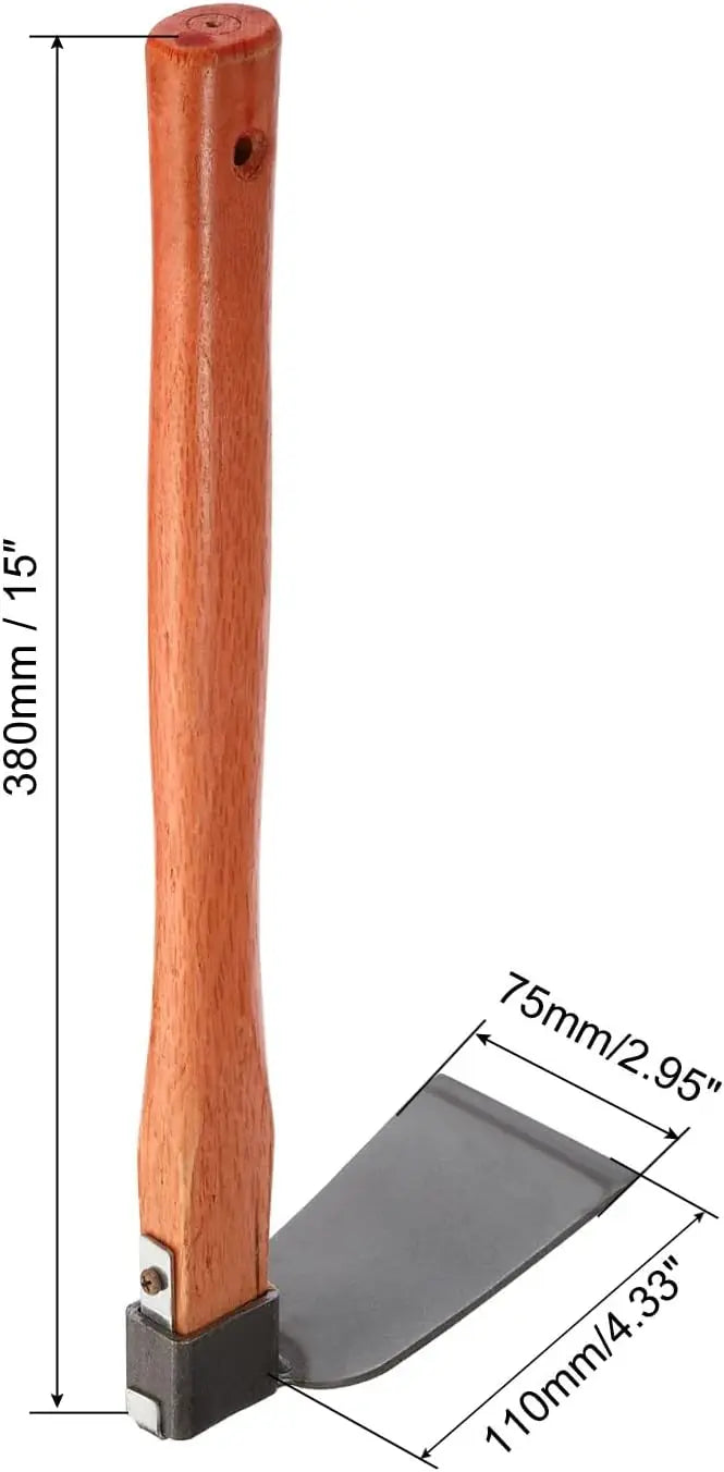 15" x 3" Garden Hoe, Carbon Steel Anti-Rust with Wood Handle for Loosening Soil Weeding Digging, Grey/Yellow