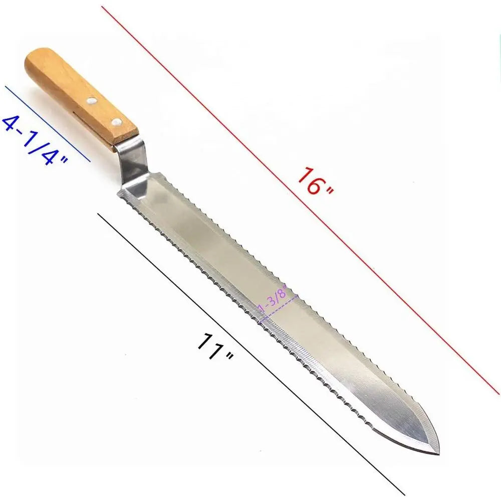 Serrated Stainless Steel Unping Knie Tool with Wooden Handle for Hive Maintenance