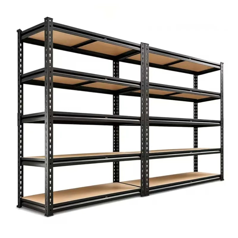 2 Pack Heavy Duty 5 Tier Storage Shelving Unit, Boltless Adjustable Metal Frame Wood Deck Storage Rack, 2 Sizes Available, Garage Basement Warehouse Organizer Rack