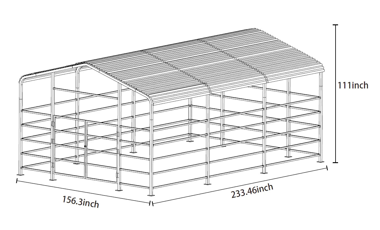 Heavy-duty Metal Livestock Shelter, Spacious 13 X 13ft Design, No. 13 Steel Frame for Wind Resistance, Durable Galvanized Steel