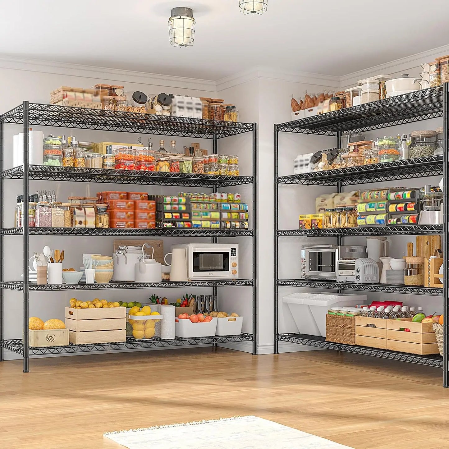 3200LBS Heavy Duty Storage Shelves 5-Tier Adjustable Wire Shelving Unit 55.5"W x 18"D x 71"H for Garage Pantry Commercial