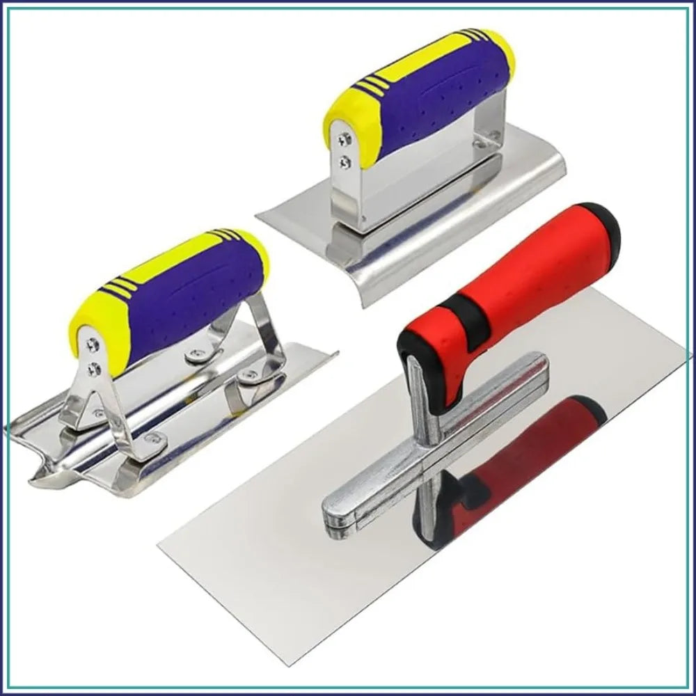3PC Stainless Steel Concrete Finishing Kit: Trowel, Edger, Groover