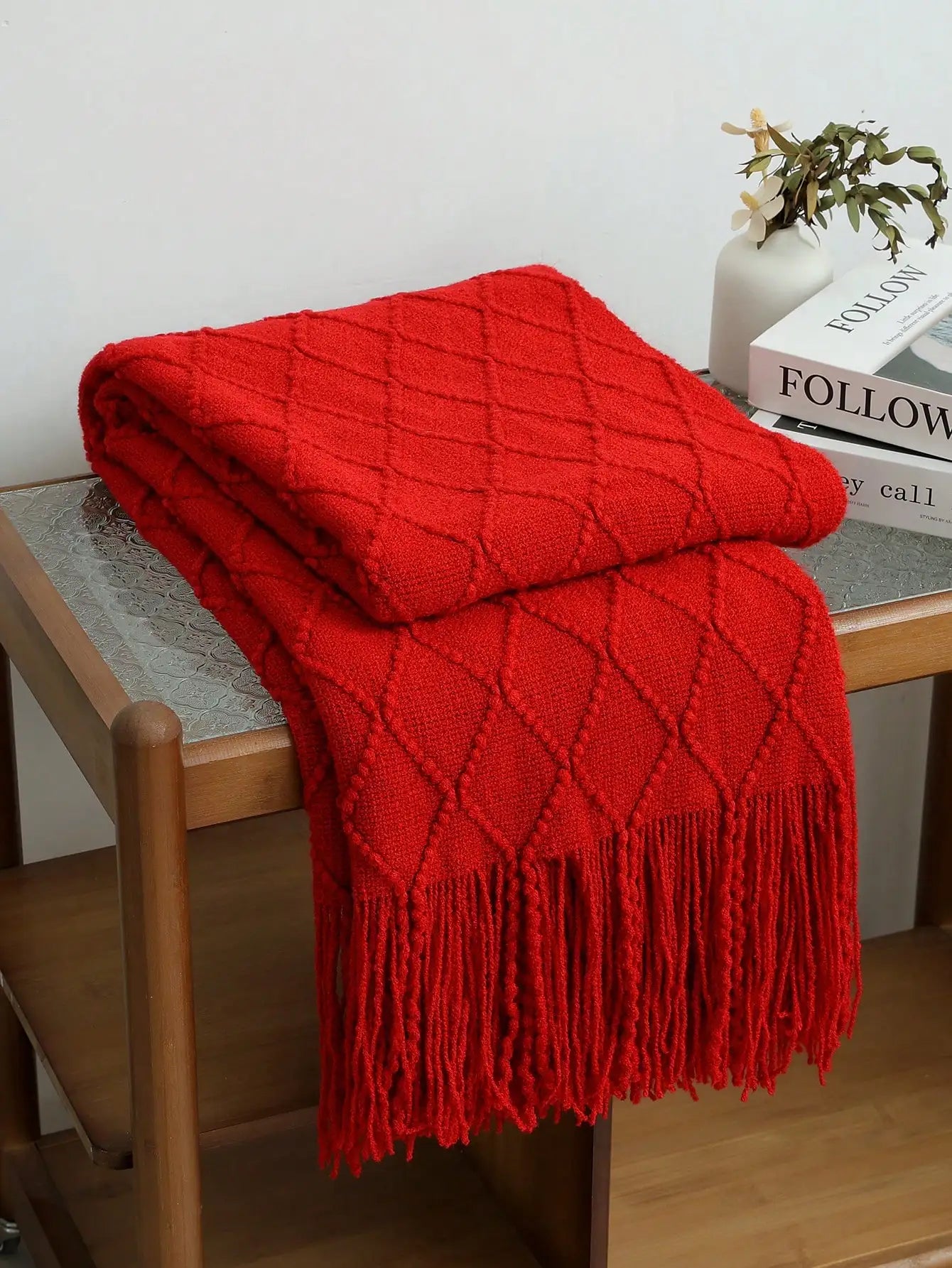 1pc Knitted Blanket, Sofa Throw Rug, Bedspread, Shawl For Napping At Office, Summer Use