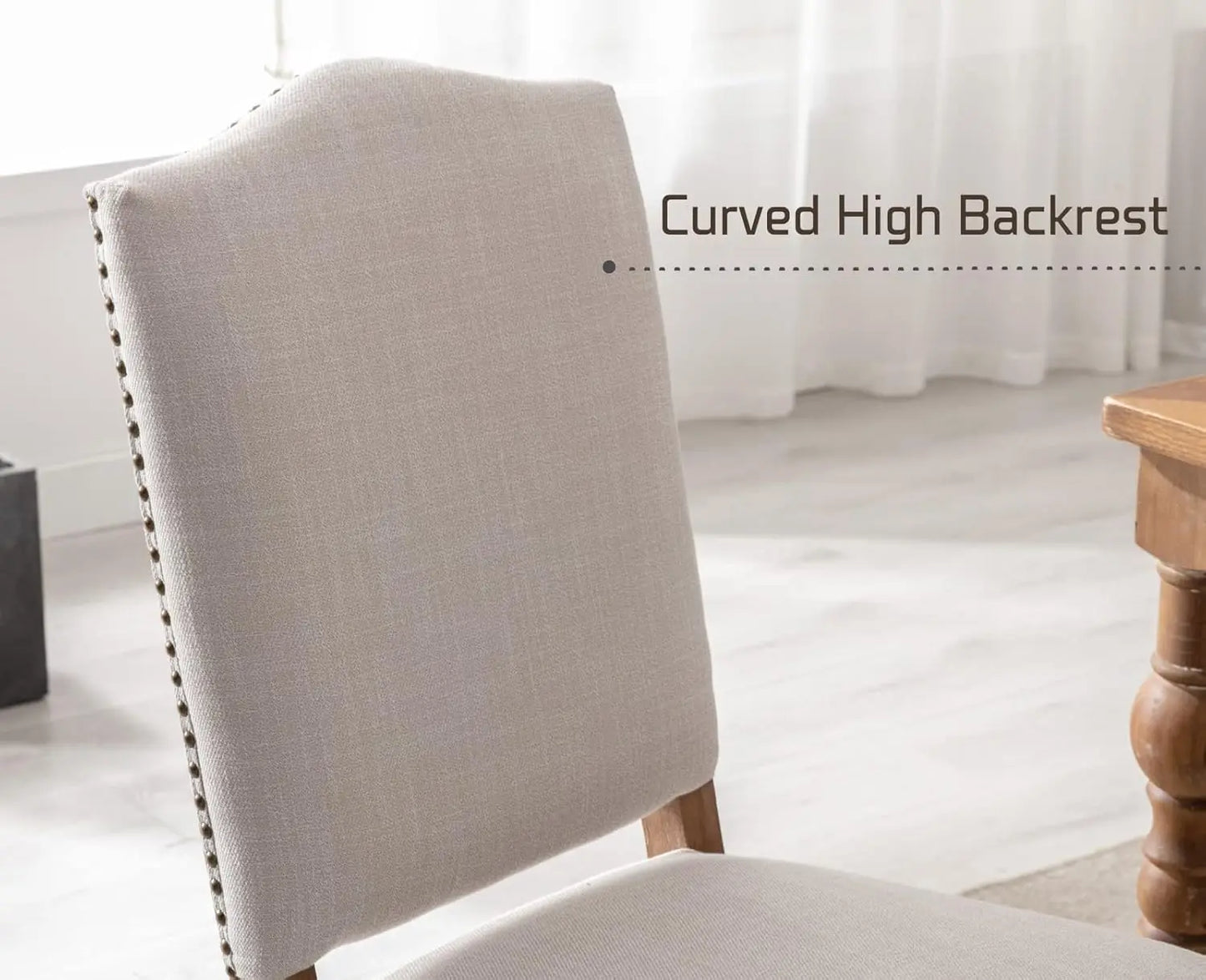Farmhouse Dining Chairs Set of 4 Upholstered Dining Room Chairs with Wood Legs and Nailhead Trim Mid Century Modern, Customized