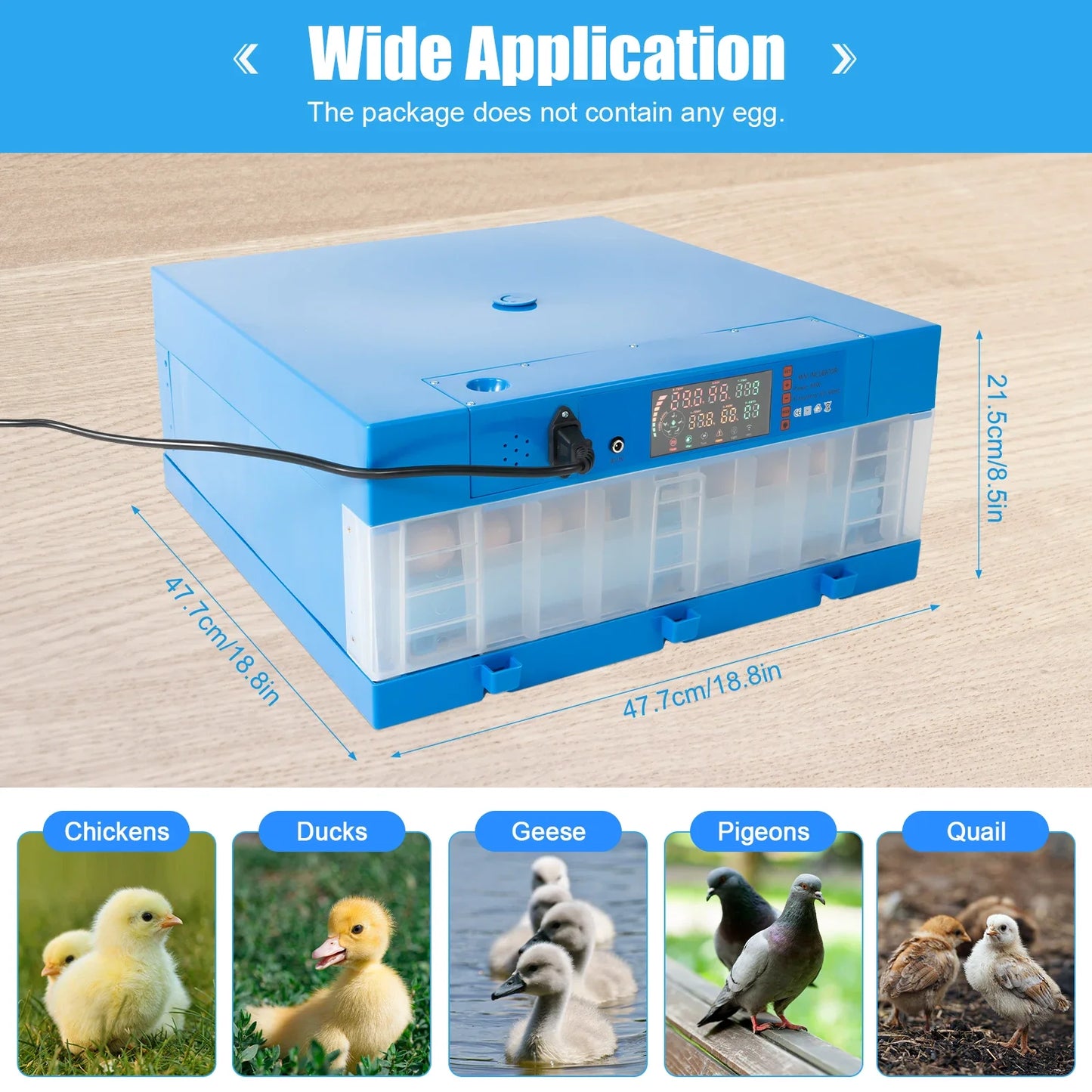 2-in-1 48 Egg Incubator with Temperature Display, 360 Degree View with Clear Window, Automatic Egg Turner, for Hatching Chickens