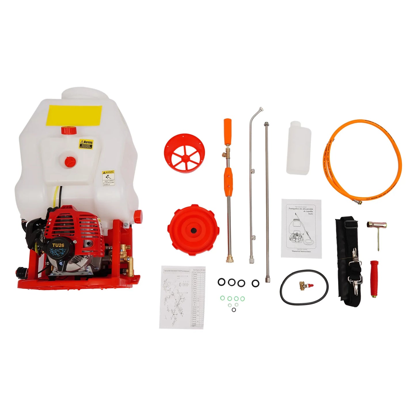 Petro Backpack Sprayer, 25.4cc 2-Stroke Engine 0.7KW, 20L Tank Capacity 10L/min Water Absorption, High-Pressure Piston Pump, 6.56-24.25ft Parallel Spray, for Farm Garden Orchard Crop