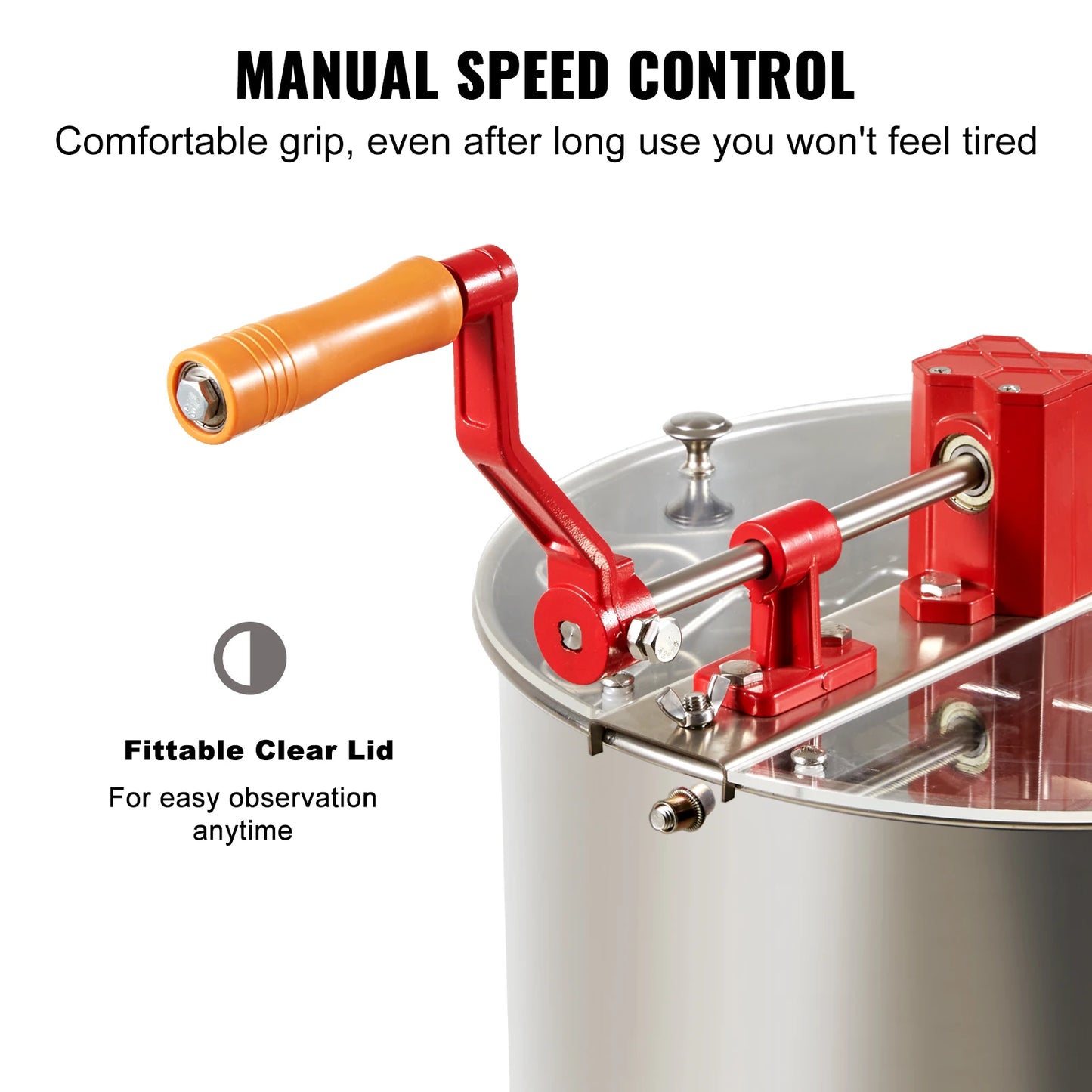 Manual Honey Stainless Steel Beekeeper Extractor Honeycomb Drum Spinner with Lid Adjustable Apiary Centrifuge Equipment