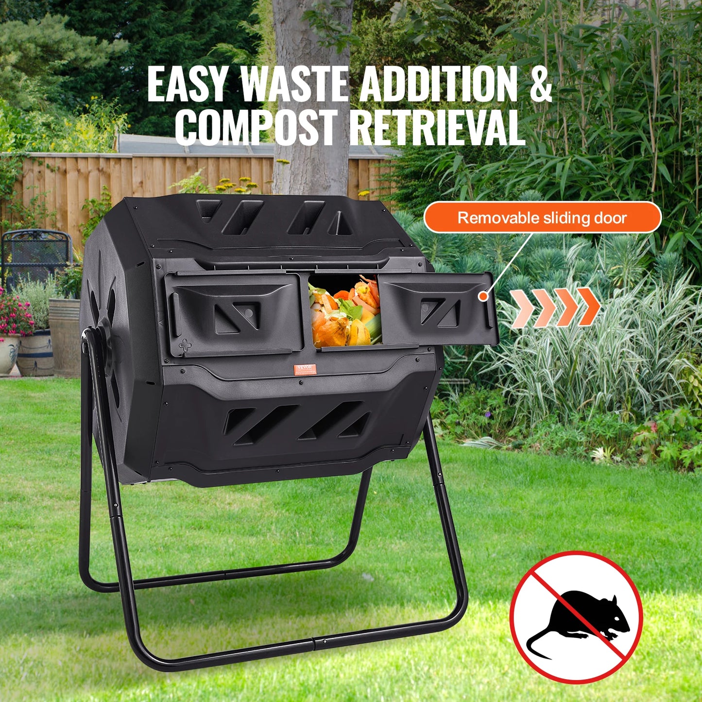 Compost Bin 18.5/37/43Gal Dual Chamber Composting Tumbler BPA FreeComposter Bin Tumbler for Garden Kitchen Yard Outdoor
